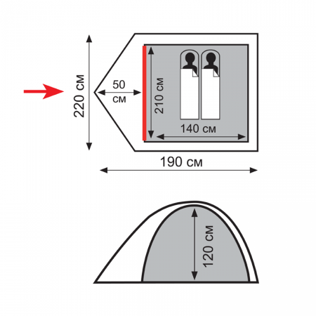 Палатка Totem Tepee 2 (V2), зеленый