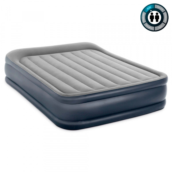 Надувная кровать 152х203х42см "Deluxe" с подголовником, встр.нас. 220В, до 272кг