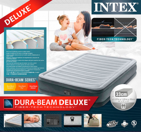 Надувная кровать 137х191х33см "Comfort-Plush" встр.нас. 220В, до 272кг