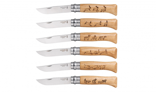Набор из 6 штук складных ножей Opinel №8 VRI Animalia