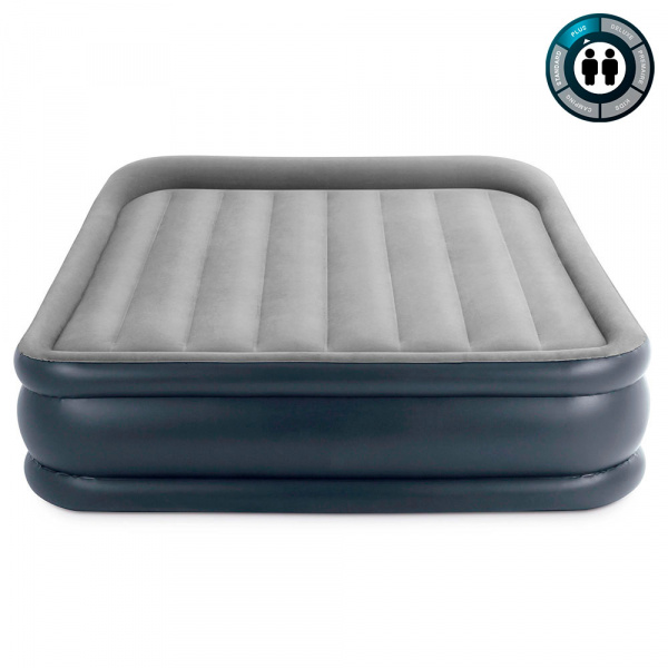 Надувная кровать 152х203х42см "Deluxe" с подголовником, встр.нас. 220В, до 272кг