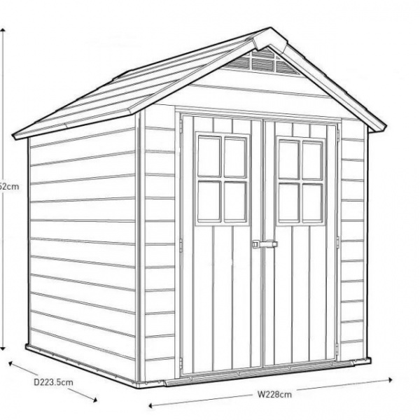 Пластиковый сарай Keter Newton 7,5x7 фута (серый)