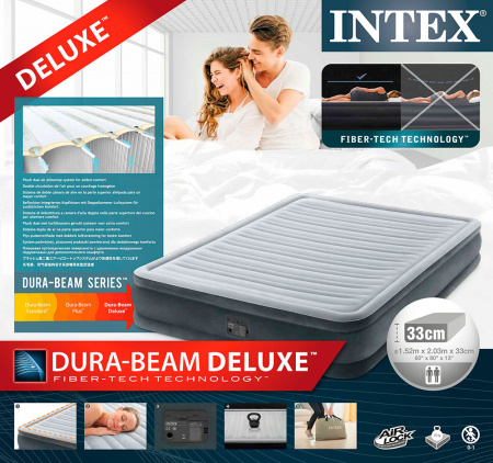 Надувная кровать 152х203х33см "Comfort-Plush" встр.нас. 220В, до 272кг
