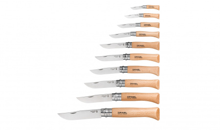 Набор из 10 штук складных ножей в деревянном кейсе Opinel VRI Tradition Inox 